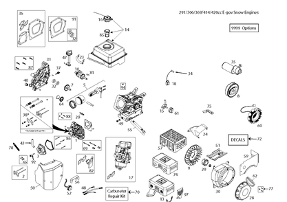 Engine Diagram and Parts List for ST427  Husqvarna Snow Blower