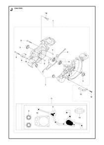 Crankcase Diagram and Parts List for K960 2008-03 Husqvarna Circular Saw
