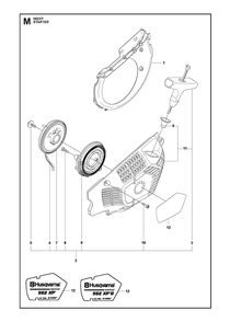 Starter Diagram and Parts List for 562XP-562XPG 562 XP W - 562 XP GW Husqvarna Chainsaw