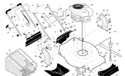 Frame And Engine Diagram and Parts List for 7022RLS (96143007801)(2011-03) Husqvarna Lawn Mower