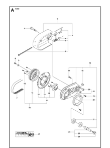 Belt Guard And Pulley Diagram and Parts List for K960 2008-12 Husqvarna Lawn Tractor Accessories