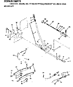 Mower Lift / Deck Lift Diagram and Parts List for YT150 (HCYT150A, 954840021)(1996-01) Husqvarna Lawn Tractor