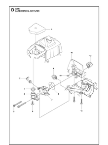 Carburetor And Air Filter Diagram and Parts List for 326EX  Husqvarna Edger