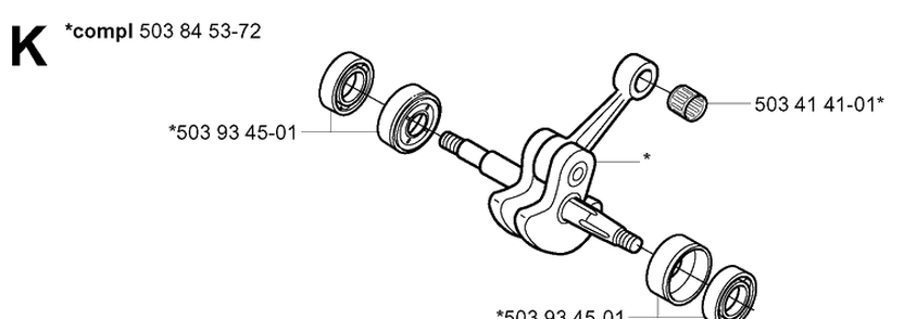 Crankshaft Diagram and Parts List for 338XPT 20034400001-20051000000 Husqvarna Chainsaw