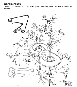 Mower Deck / Cutting Deck Diagram and Parts List for CTH180XP (HAUCT18H42D)(2004-09) Husqvarna Lawn Tractor
