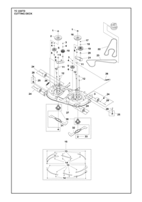 Mower Deck / Cutting Deck Diagram and Parts List for TC220TD  Husqvarna Lawn Tractor