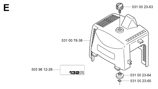 Cylinder Cover Diagram and Parts List for 132R 20050100001 & Above Husqvarna Trimmer