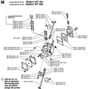Carburetor Details Diagram and Parts List for 225H75 19970500001-19980900000 Husqvarna Hedge Trimmer
