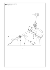 Fuel Tank Diagram and Parts List for 522HDR 60-75 X Husqvarna Hedge Trimmer