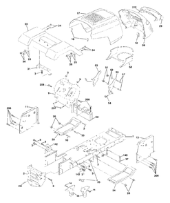Chassis And Enclosures Diagram and Parts List for LTH1342 (954567031-C)(2001-11) Husqvarna Lawn Tractor