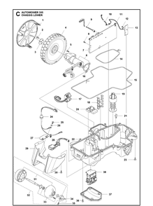 Chassis Lower Diagram and Parts List for 305 2013-01 Husqvarna Lawn Mower