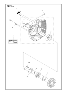 Clutch Diagram and Parts List for 122C 966712701 Husqvarna Edger