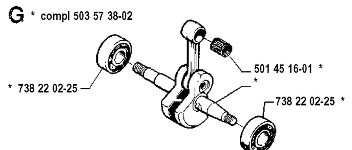 Crankshaft Diagram and Parts List for 55 19900100001-19914000000 Husqvarna Chainsaw