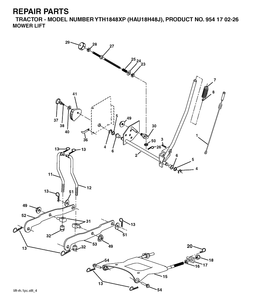 Mower Lift / Deck Lift Diagram and Parts List for YTH1848XP (HAU18H48J)(2004-09) Husqvarna Lawn Tractor