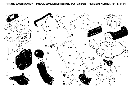 Repair Parts Diagram and Parts List for 55R21HVL (961450001, 532188294)(2004-12) Husqvarna Lawn Mower