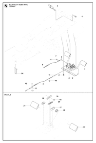 Pedals Diagram and Parts List for R11C (965094201)(2007-01) Husqvarna Lawn Tractor