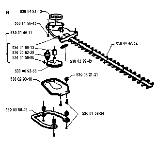 Cutting Equipment Diagram and Parts List for 18H 19941400001-19953200000 Husqvarna Trimmer