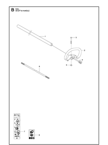 Shaft And Handle Diagram and Parts List for 522L  Husqvarna Edger