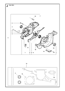 Crankcase Diagram and Parts List for K950RING 2007-01 Husqvarna Circular Saw