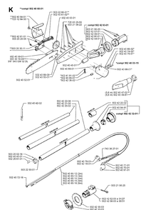 Saw Head Diagram and Parts List for 250PS 19960500001-19984000000 Husqvarna Pole Saw