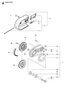 Belt Guard And Pulley Diagram and Parts List for K950 2007-01 Husqvarna Circular Saw