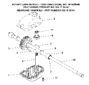 Gear Case Diagram and Parts List for R152SVB (95417024500, 954170245)(2005-02) Husqvarna Lawn Mower