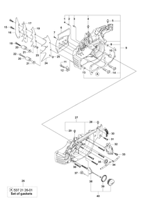 Crankcase Diagram and Parts List for 570AUTOTUNE 20104500001 - 20130900000 Husqvarna Chainsaw