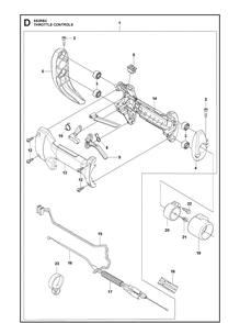 Throttle Controls Diagram and Parts List for 553RBX 20180500001-20182200000 Husqvarna Brush Cutter