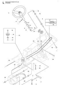 Steering Diagram and Parts List for RIDER175 (966828401)(2008-05) Husqvarna Lawn Mower