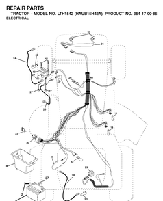 Electrical Diagram and Parts List for LTH1542 (HAUB15H42A)(2003-01) Husqvarna Lawn Tractor