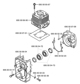 Cylinder / Crankcase Diagram and Parts List for 145BT (Carb II)(2001-04) Husqvarna Leaf Blower / Vacuum