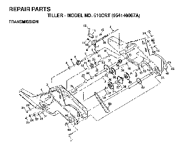 Transmission Diagram and Parts List for 510CRT (954140067A)(1998-02) Husqvarna Tiller