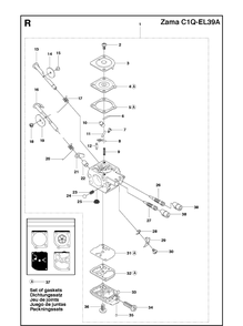 Carburetor Details 2 Diagram and Parts List for 241R 20093600001-20144900000 Husqvarna Brush Cutter