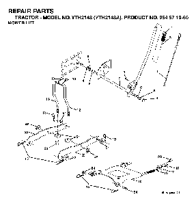 Mower Lift / Deck Lift Diagram and Parts List for YTH2148A (954571960)(2003-11) Husqvarna Lawn Tractor