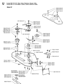 97cm Cutting Deck 2 Diagram and Parts List for PR14 2000-02 Husqvarna Lawn Mower