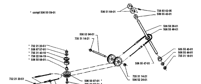 Belt Assembly Diagram and Parts List for RIDER8508 1990-02 Husqvarna Lawn Mower