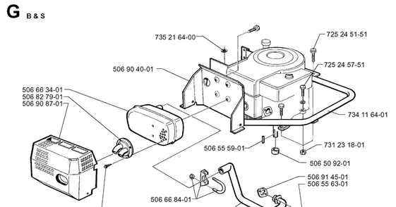 Engine Diagram and Parts List for RIDER850HST 1998-03 Husqvarna Lawn Mower