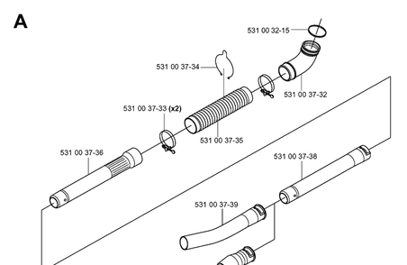 Tube Diagram and Parts List for 165BT 20053300001-Current Husqvarna Leaf Blower / Vacuum