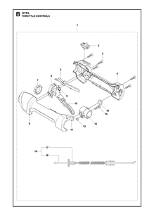 Throttle Controls Diagram and Parts List for 327ES 20144900001-Current Husqvarna Edger