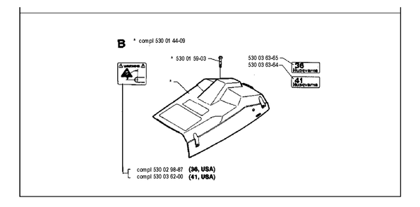 Cover Diagram and Parts List for 36 19941800001 & Above Husqvarna Chainsaw