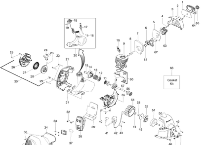 Engine Diagram and Parts List for 125L 2008-01 Husqvarna Trimmer