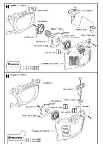 Starter Diagram and Parts List for 340E 20062300001-Current Husqvarna Chainsaw