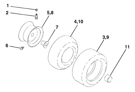 Wheels And Tires Diagram and Parts List for LT1538 (954569776-D)(2003-01) Husqvarna Lawn Tractor