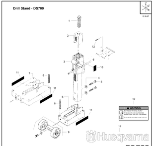 Drill Stand Diagram and Parts List for DS700 (504625401)(2007-12) Husqvarna Lawn Tractor Accessories
