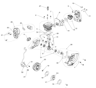 Engine Diagram and Parts List for 325R  Husqvarna Brush Cutter