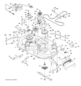 Mower Deck / Cutting Deck Diagram and Parts List for YTH1842 2018 Husqvarna Lawn Tractor