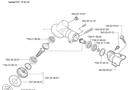 Gear Head Diagram and Parts List for 323L 2004-03 Husqvarna Brush Cutter
