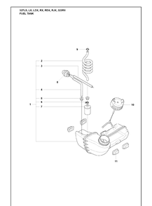 Fuel Tank Diagram and Parts List for 323RII 2009-08 Husqvarna Trimmer