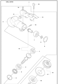Gearbox/355rx, 355frm Diagram and Parts List for 355FXT 2008-07 Husqvarna Brush Cutter