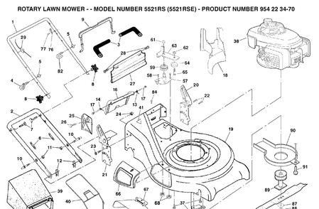 Repair Parts Diagram and Parts List for 5521RS (954223270)(2004-07) Husqvarna Lawn Mower
